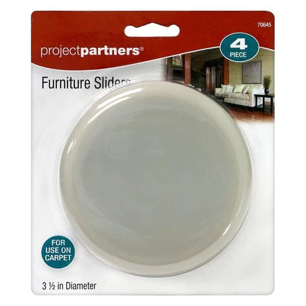 Project Partners 4 Pieces Furniture Sliders 3.5" Diameter For Use on Carpets